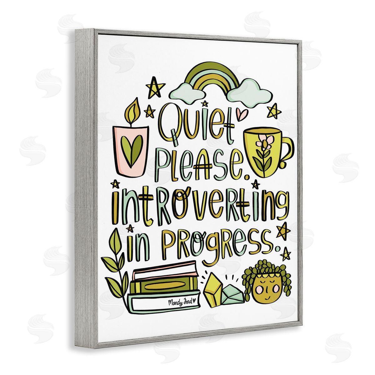 Introverting In Progress Grey Frame Print Wall Art, Home Decor by Mandy Ford Art + Illustration