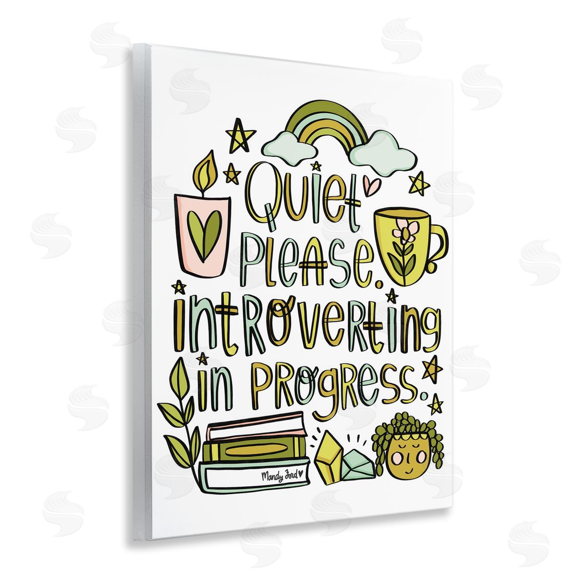 Introverting In Progress Wood Plaque Wall Art, Home Decor by Mandy Ford Art + Illustration