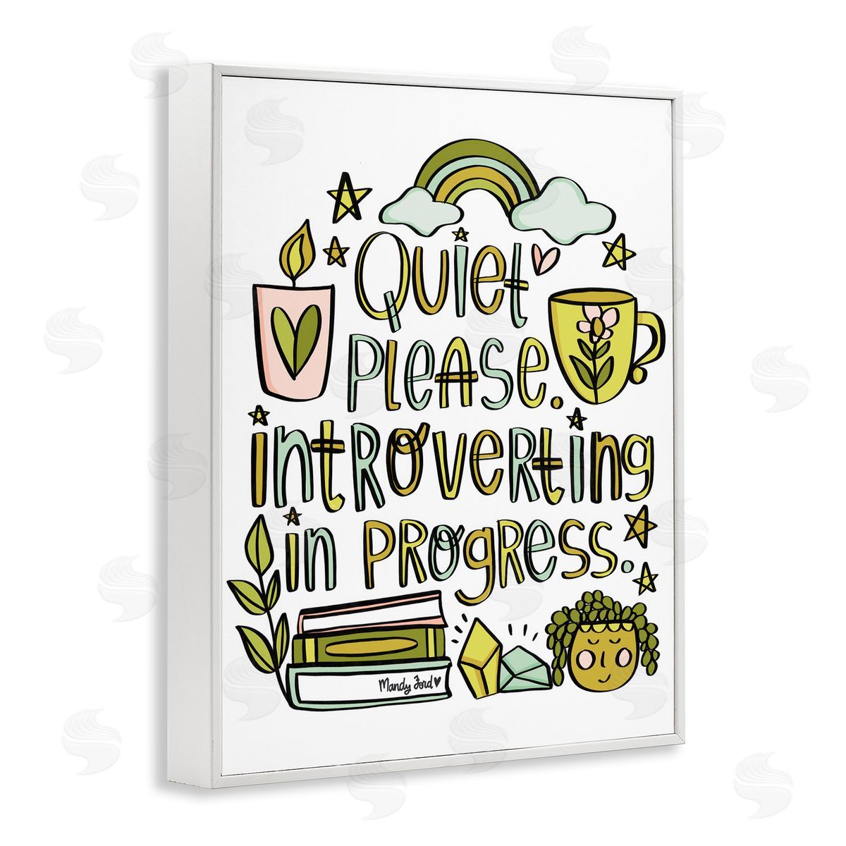 Introverting In Progress White Frame Print Wall Art, Home Decor by Mandy Ford Art + Illustration