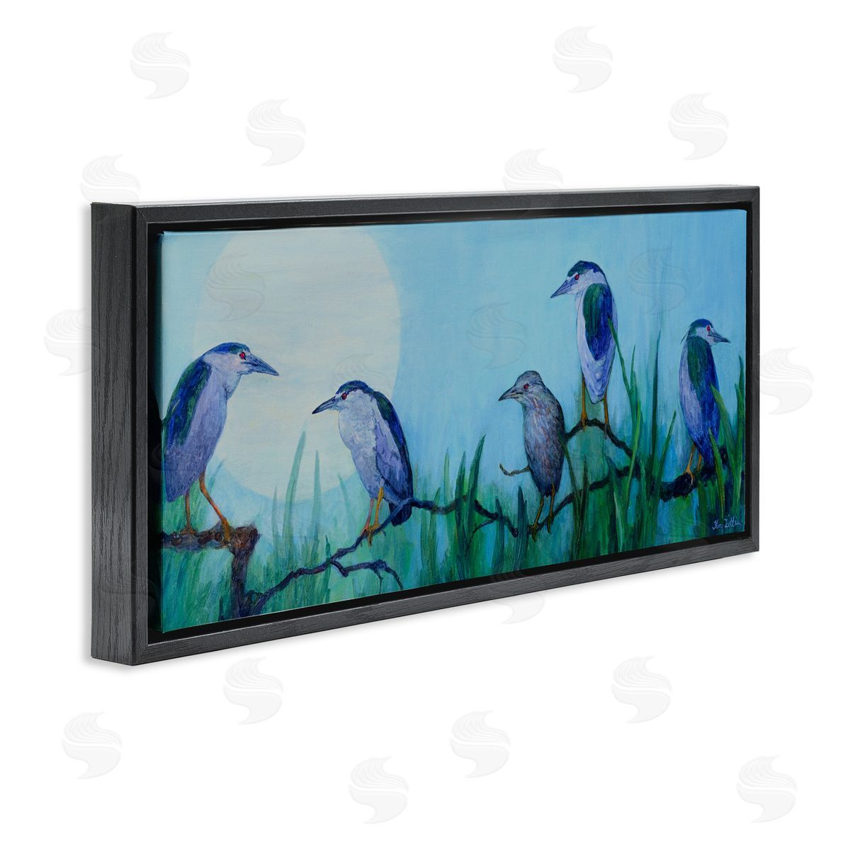 Floy Zittin Night Herons & Moon Canvas Wall Art Print