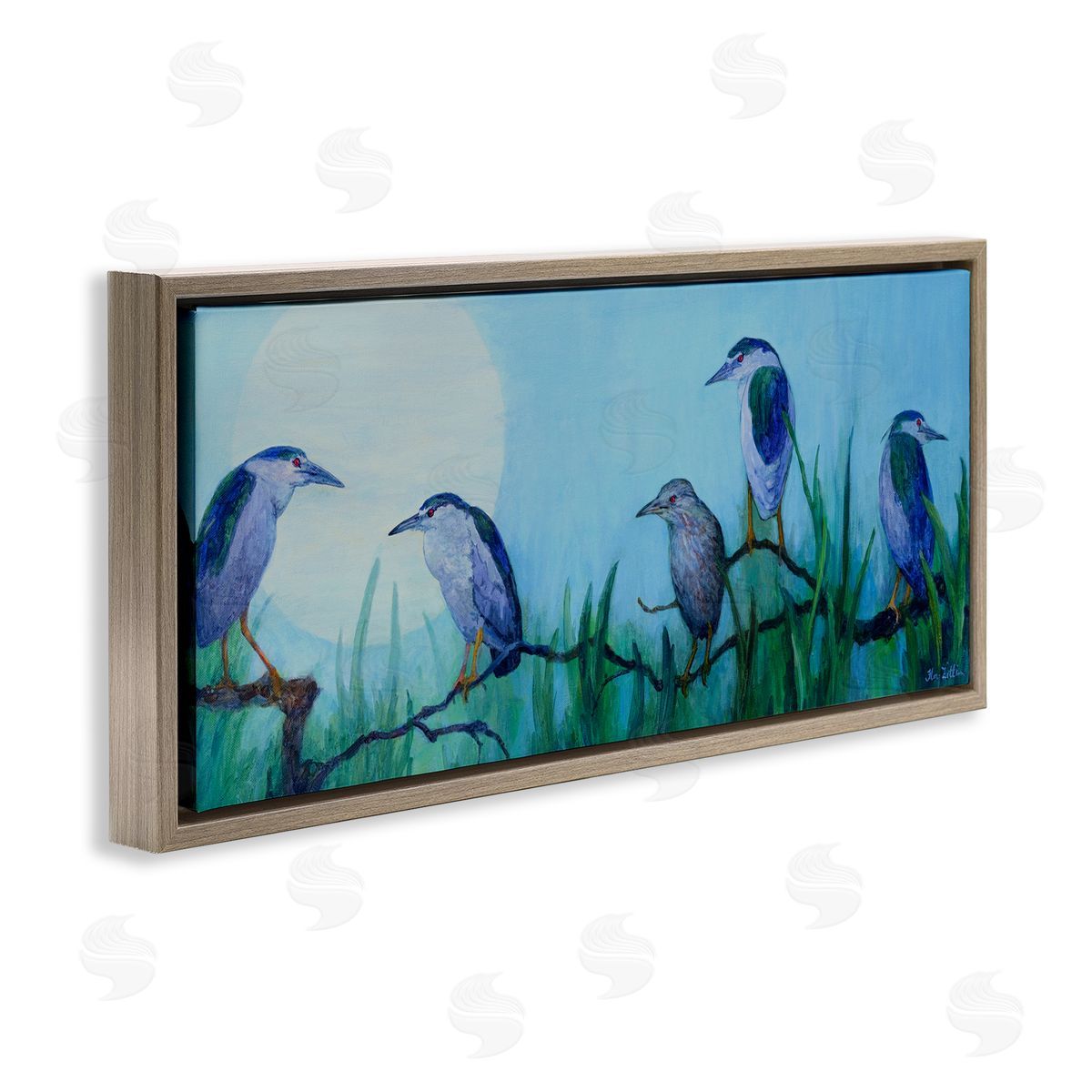 Floy Zittin Night Herons & Moon Canvas Wall Art Print