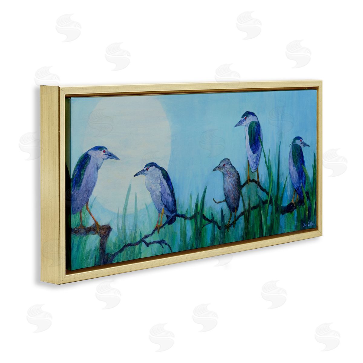 Floy Zittin Night Herons & Moon Canvas Wall Art Print