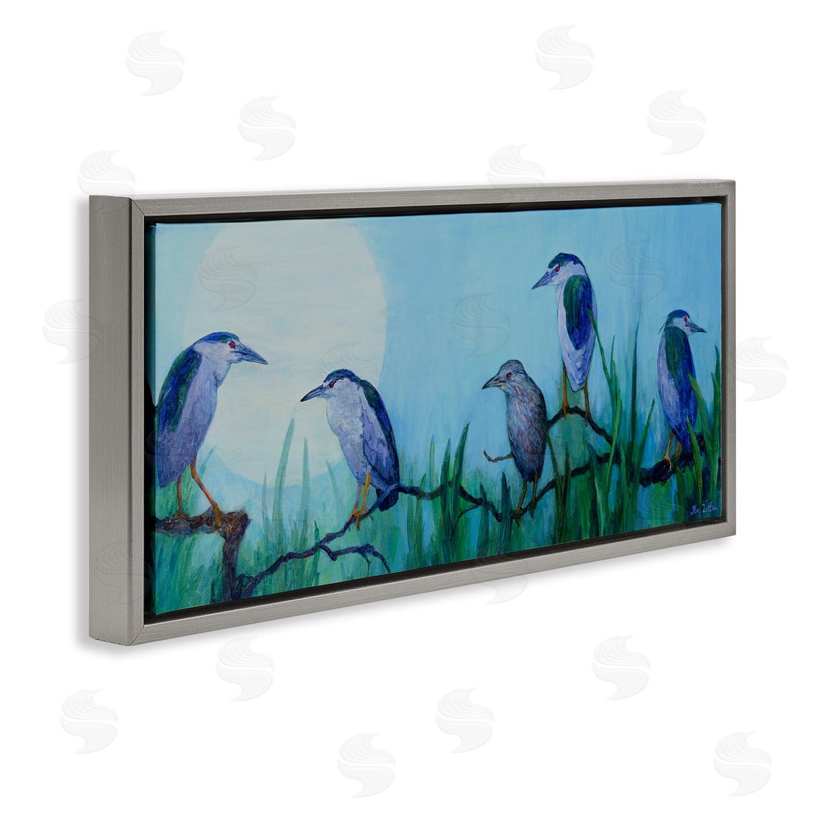 Floy Zittin Night Herons & Moon Canvas Wall Art Print