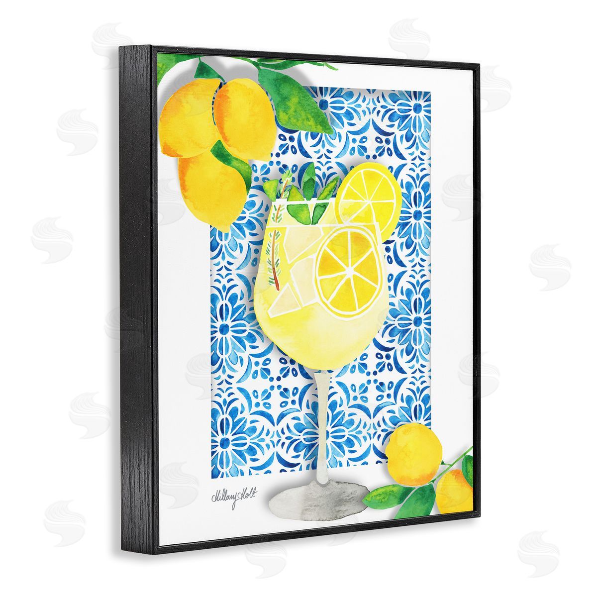 Mediterranean Limoncello Drink Black Frame Print Wall Art, Home Decor by Hillary Holt