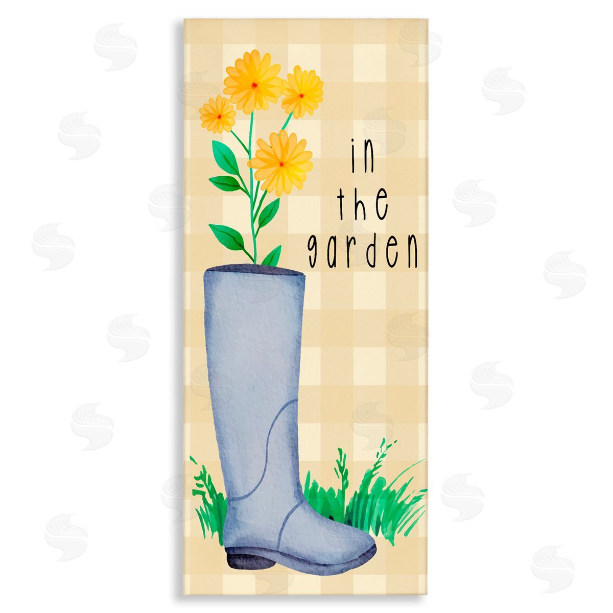 Lil' Rue In The Garden on Plaid Canvas Wall Art Print