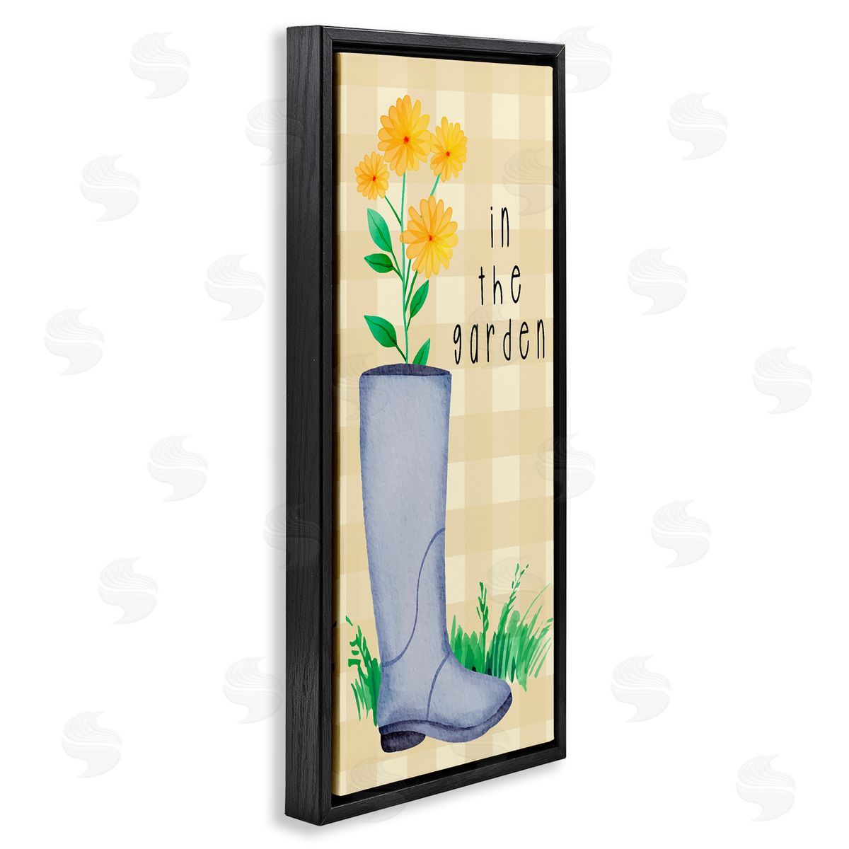 Lil' Rue In The Garden on Plaid Canvas Wall Art Print