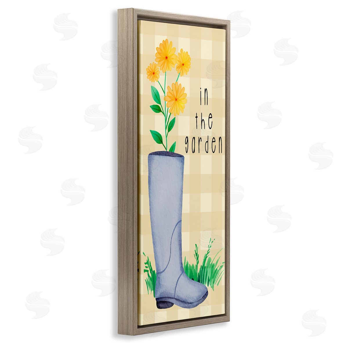 Lil' Rue In The Garden on Plaid Canvas Wall Art Print