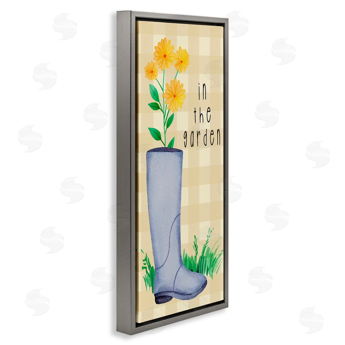 Lil' Rue In The Garden on Plaid Canvas Wall Art Print