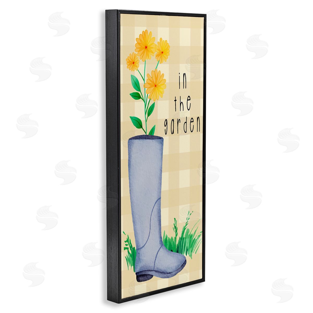 Lil' Rue In The Garden on Plaid Canvas Wall Art Print