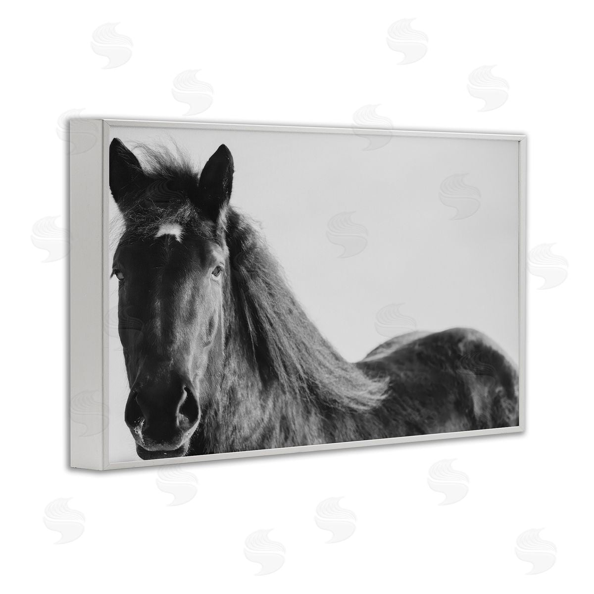 Amy Carroll Black Horse in Winter Canvas Wall Art Print