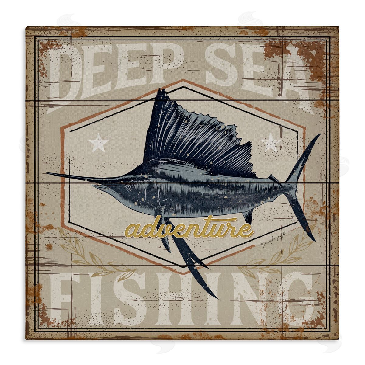 Jennifer Pugh Deep Sea Fishing Adventure Canvas Wall Art Print