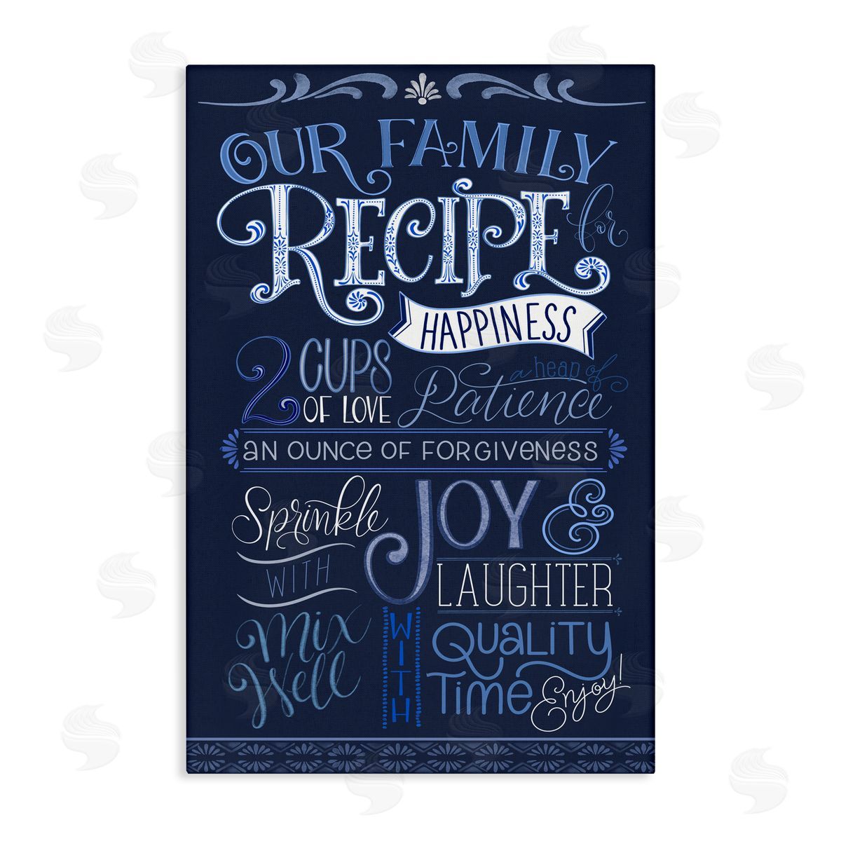 Nicole Tamarin Blue Our Family Recipe Canvas Wall Art Print