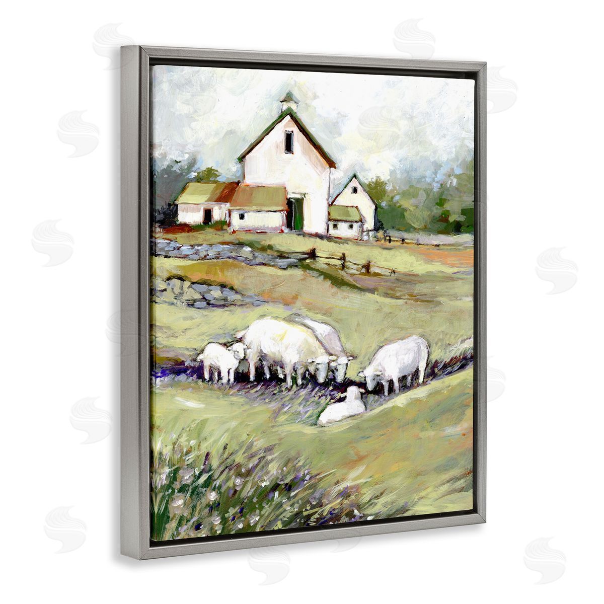 Susan Winget Barn with Grazing Sheep Canvas Wall Art Print