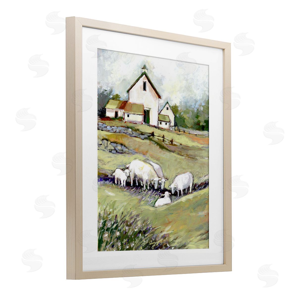 Susan Winget Barn with Grazing Sheep Canvas Wall Art Print