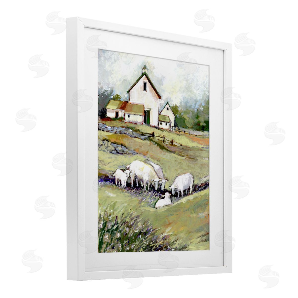 Susan Winget Barn with Grazing Sheep Canvas Wall Art Print
