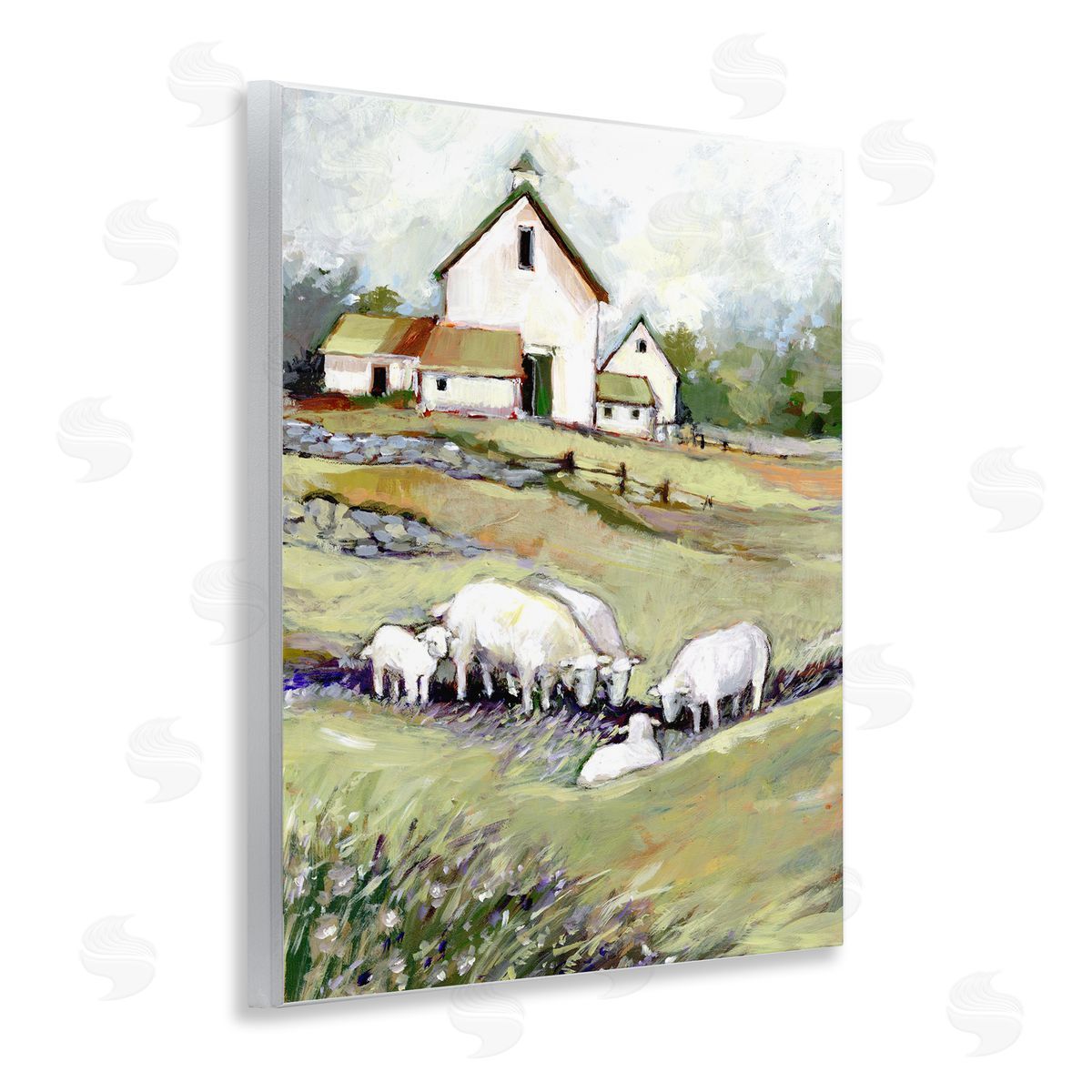Susan Winget Barn with Grazing Sheep Canvas Wall Art Print