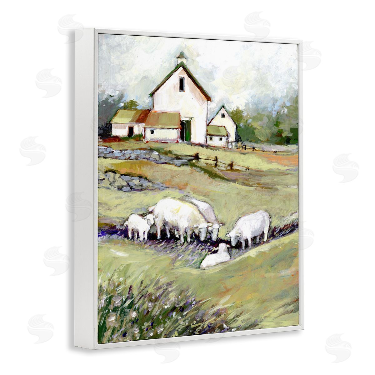 Susan Winget Barn with Grazing Sheep Canvas Wall Art Print