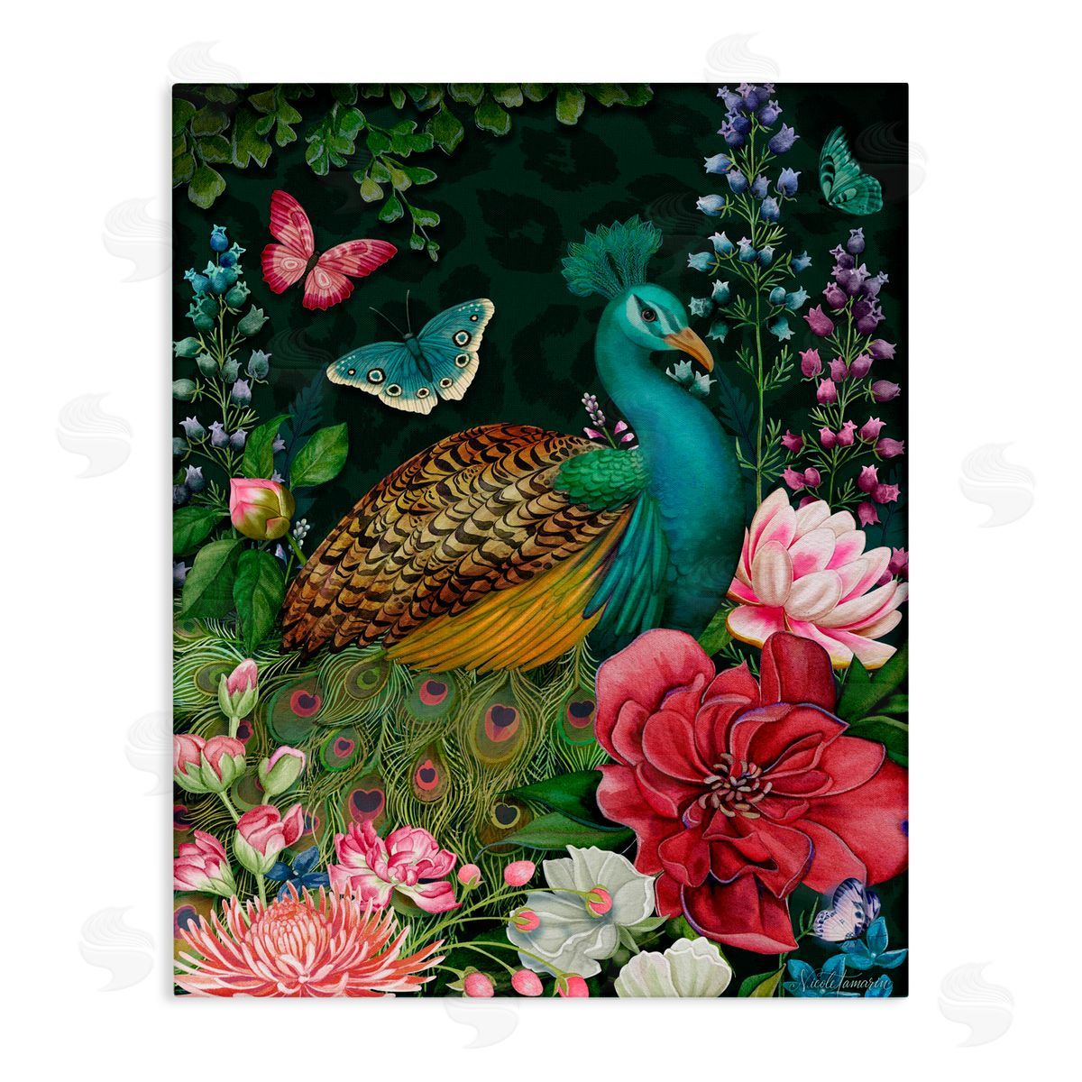 Nicole Tamarin Wild Garden Peacock Canvas Wall Art Print