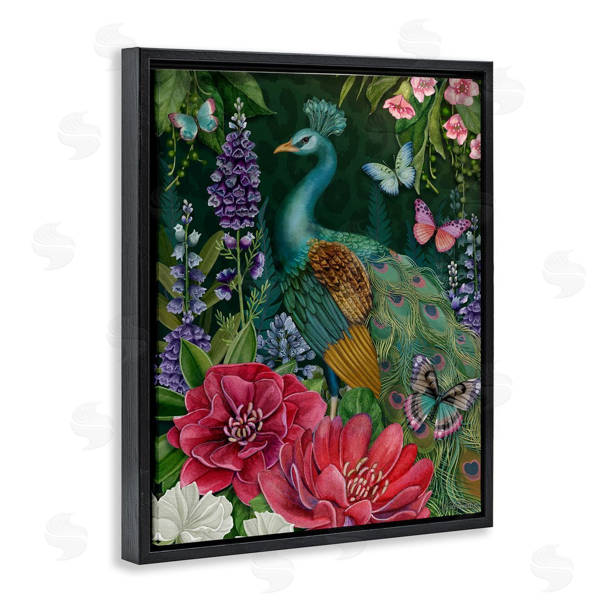 Nicole Tamarin Garden Motif Peacock Canvas Wall Art Print