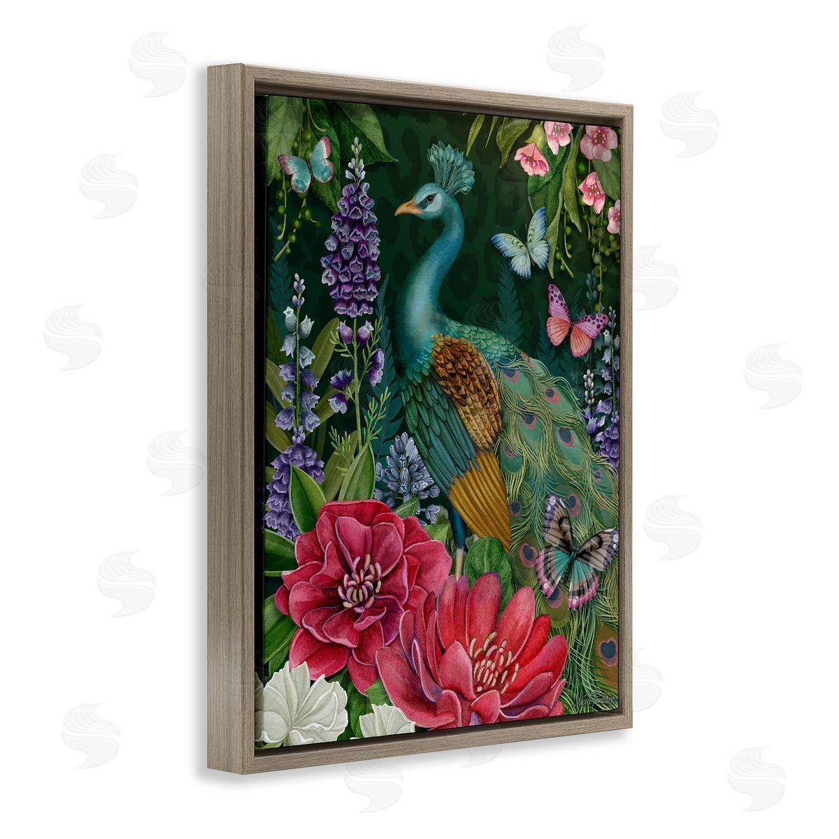 Nicole Tamarin Garden Motif Peacock Canvas Wall Art Print