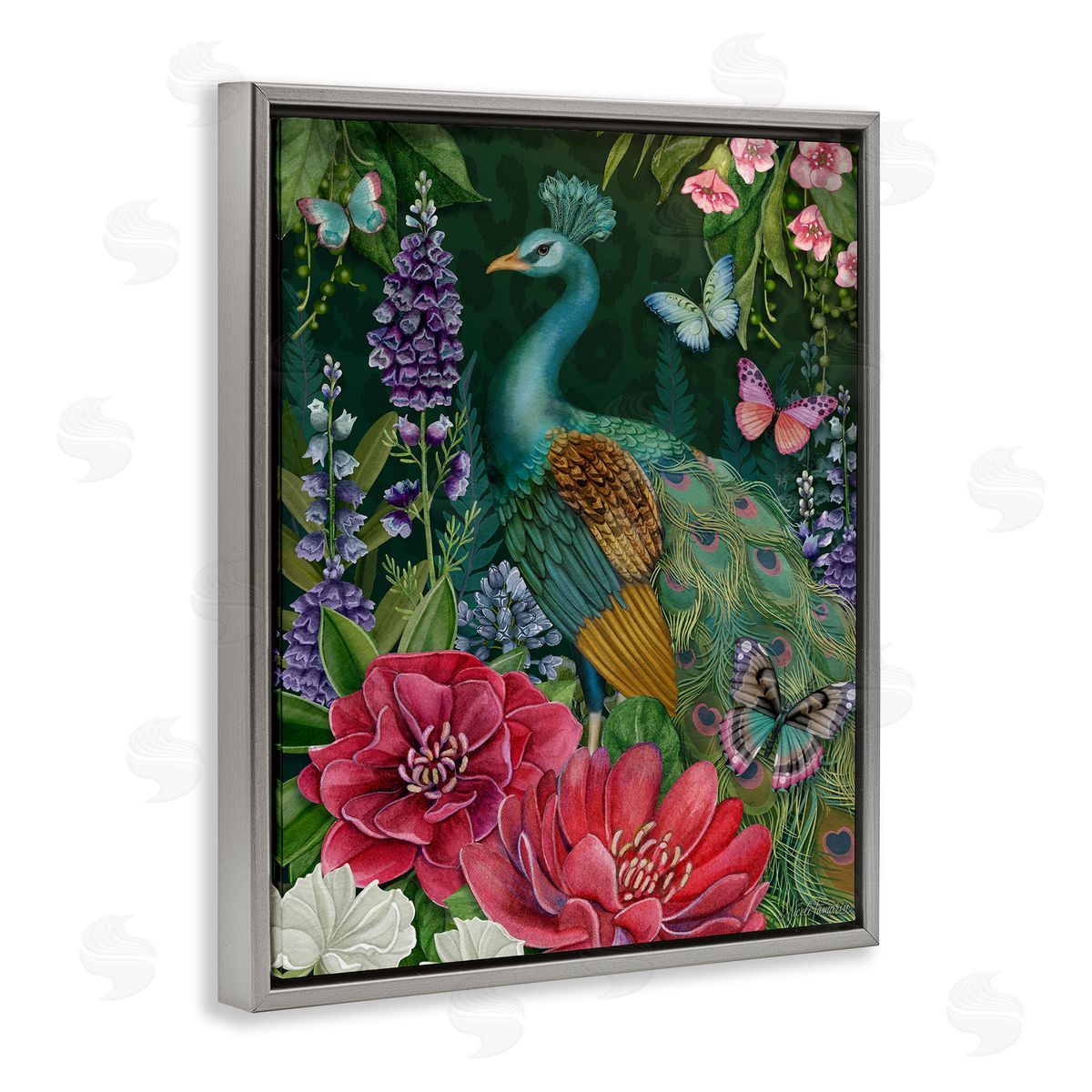 Nicole Tamarin Garden Motif Peacock Canvas Wall Art Print