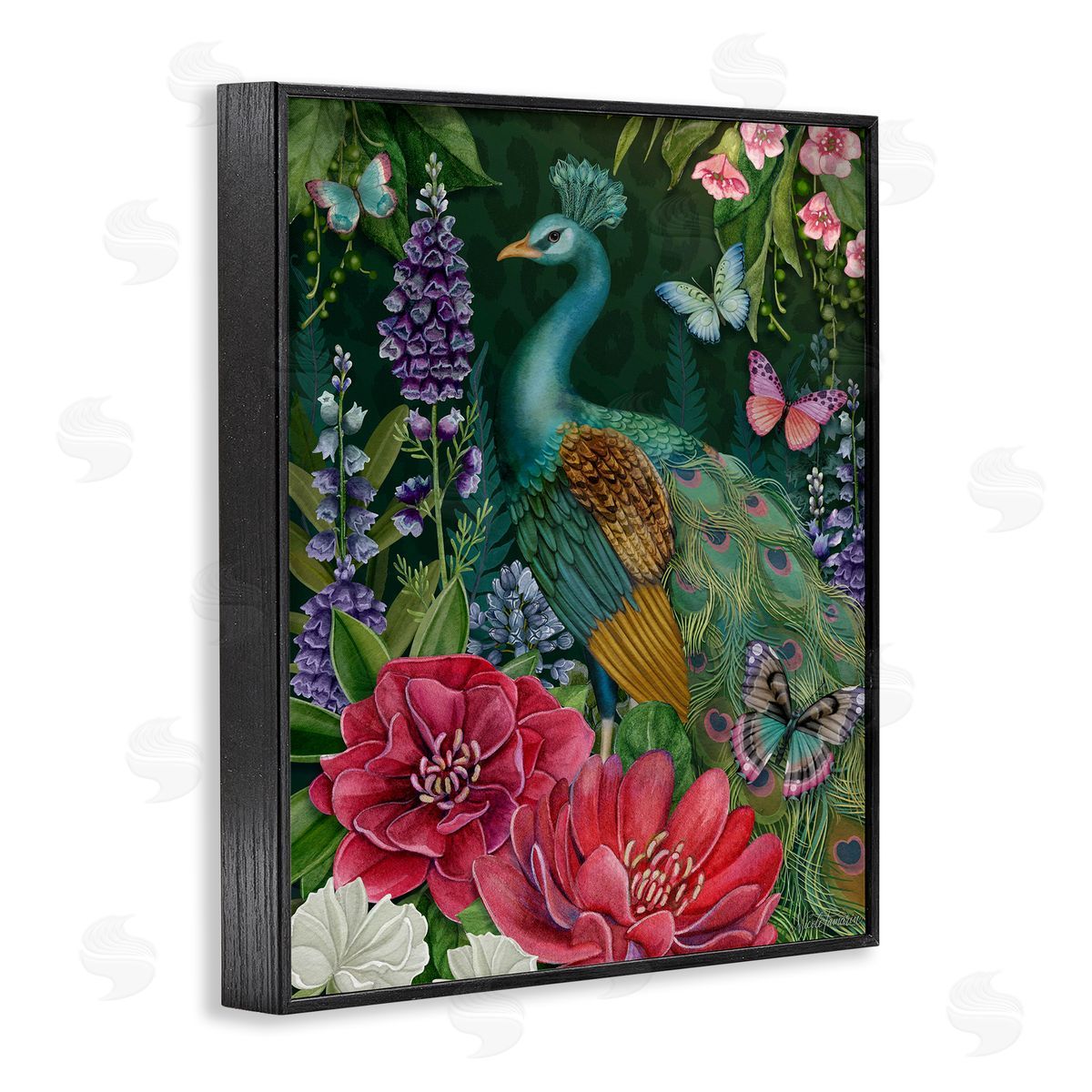 Nicole Tamarin Garden Motif Peacock Canvas Wall Art Print