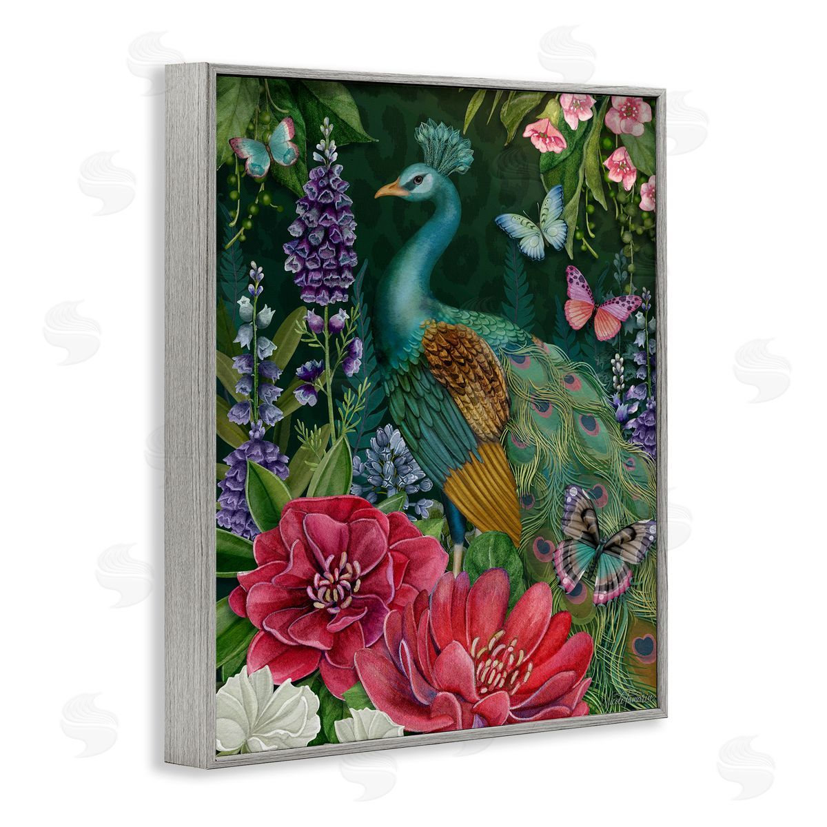 Nicole Tamarin Garden Motif Peacock Canvas Wall Art Print