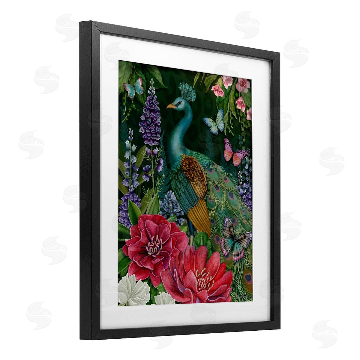 Nicole Tamarin Garden Motif Peacock Canvas Wall Art Print