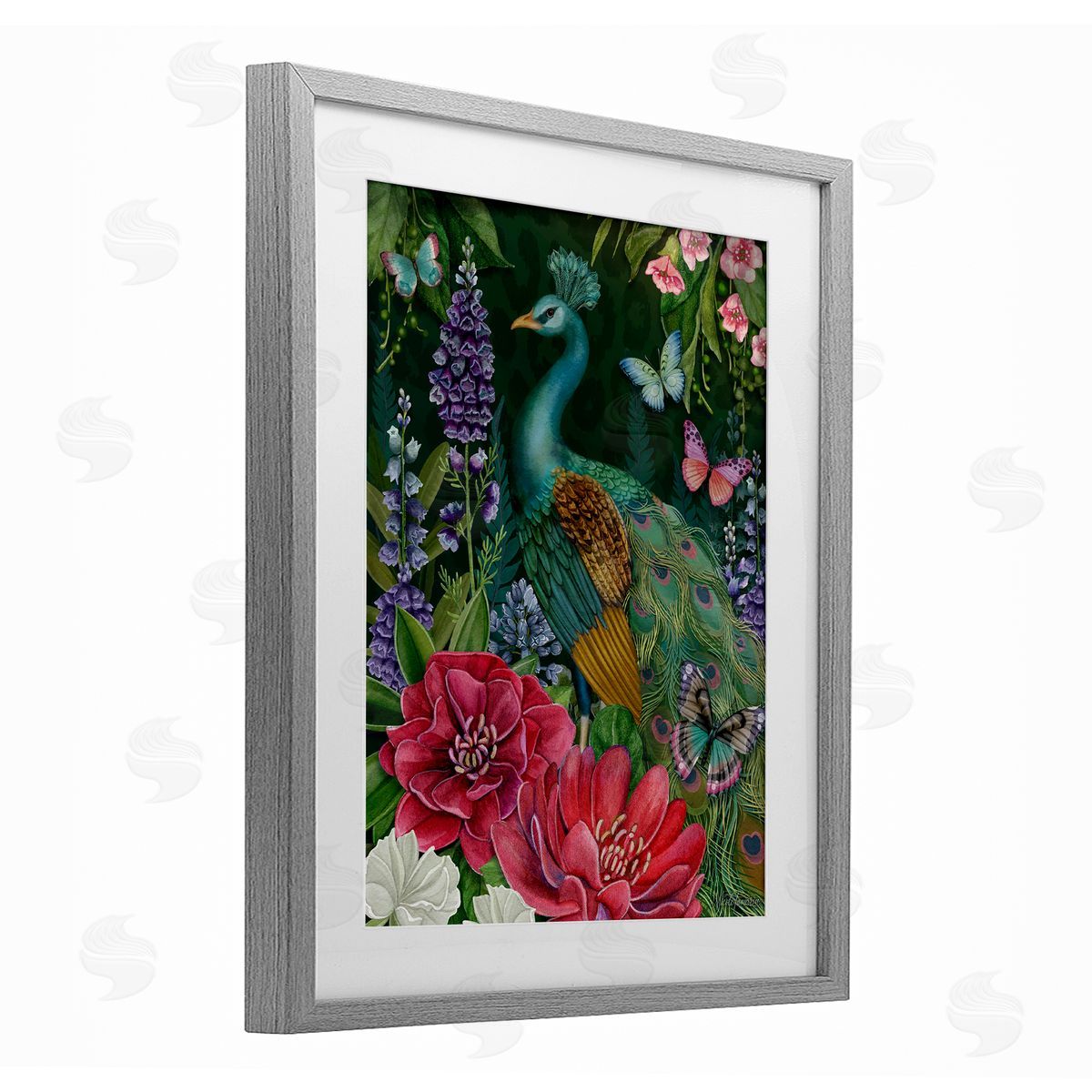 Nicole Tamarin Garden Motif Peacock Canvas Wall Art Print