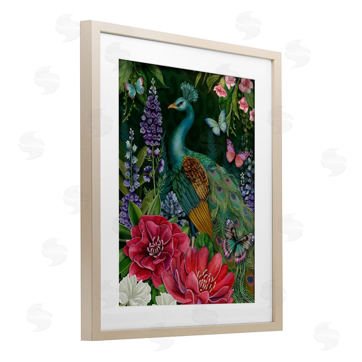 Nicole Tamarin Garden Motif Peacock Canvas Wall Art Print