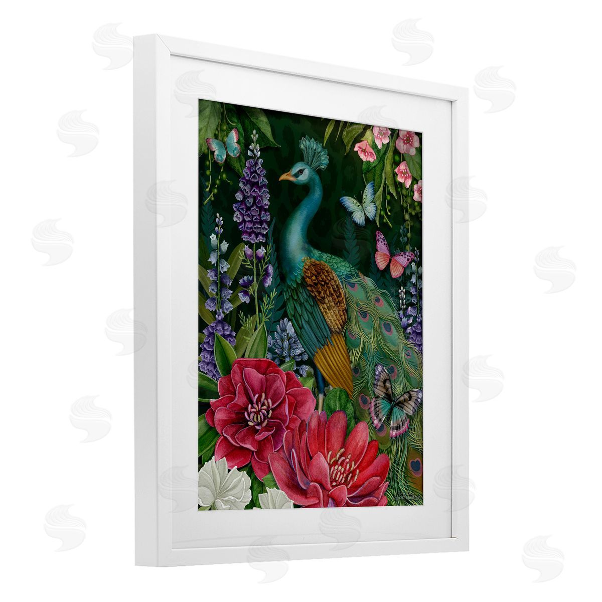 Nicole Tamarin Garden Motif Peacock Canvas Wall Art Print
