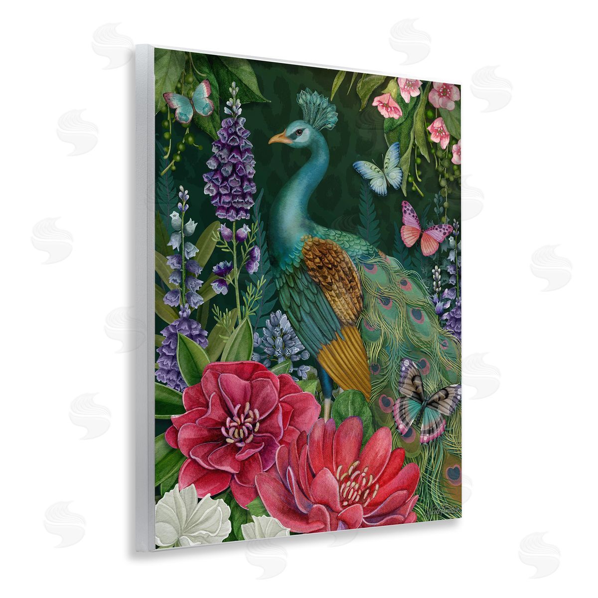 Nicole Tamarin Garden Motif Peacock Canvas Wall Art Print