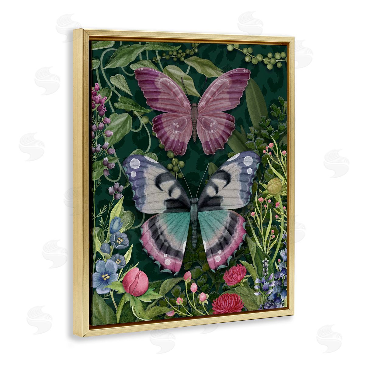 Nicole Tamarin Wild Garden Flowers & Butterflies Canvas Wall Art Print
