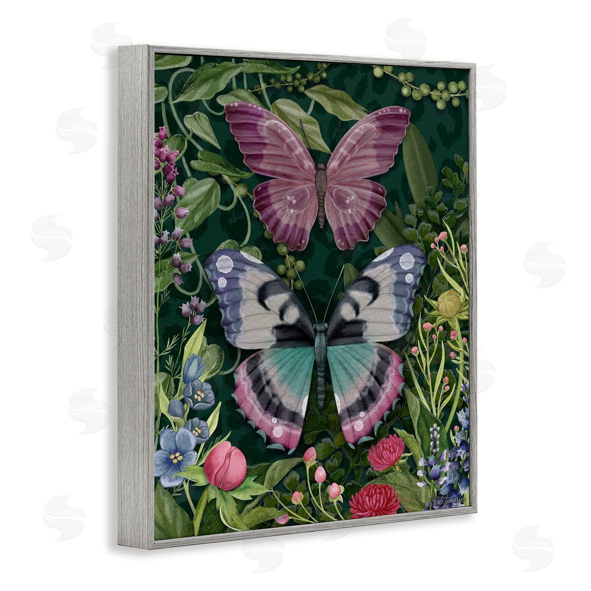 Nicole Tamarin Wild Garden Flowers & Butterflies Canvas Wall Art Print