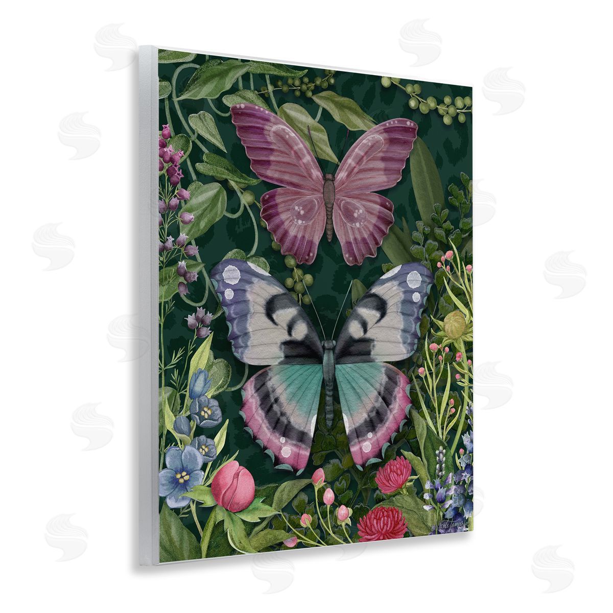 Nicole Tamarin Wild Garden Flowers & Butterflies Canvas Wall Art Print