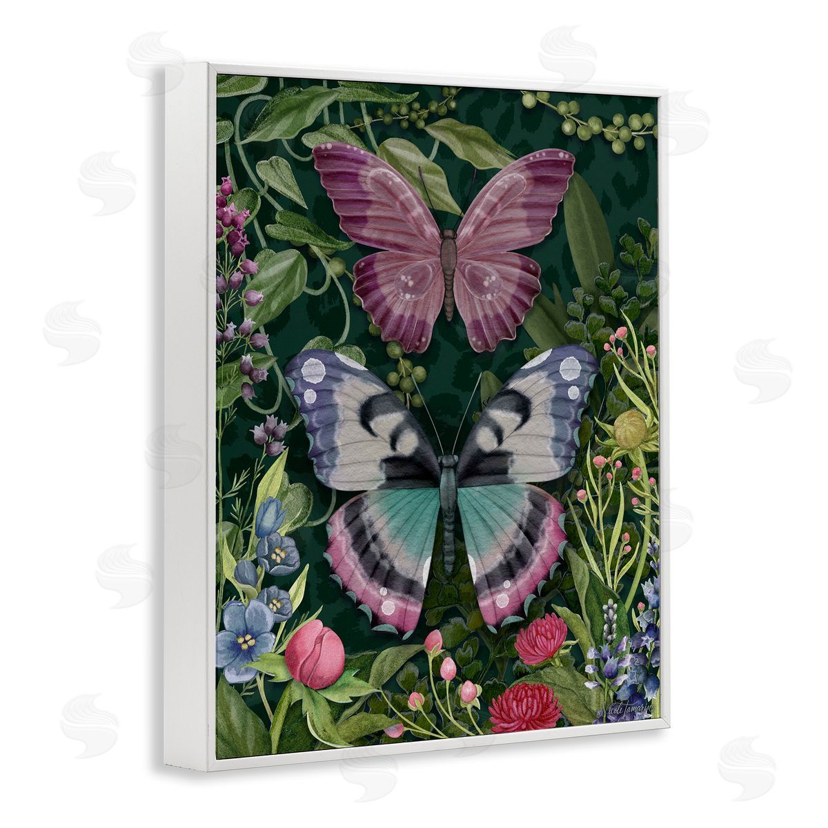 Nicole Tamarin Wild Garden Flowers & Butterflies Canvas Wall Art Print