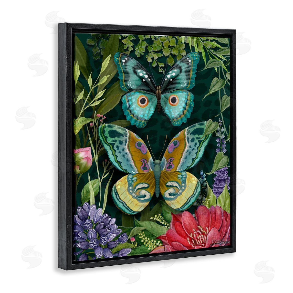 Nicole Tamarin Wild Garden Motif Butterflies Canvas Wall Art Print