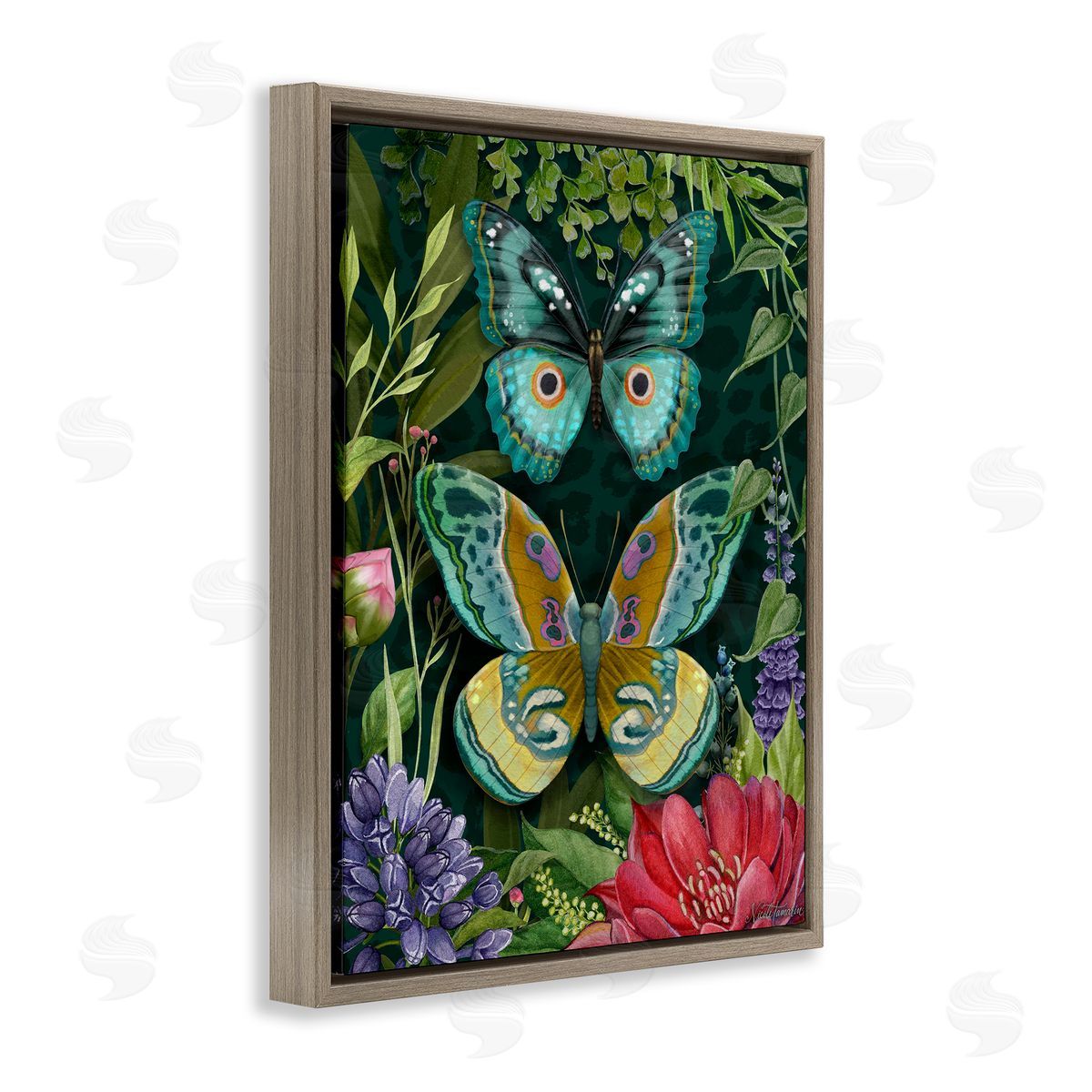 Nicole Tamarin Wild Garden Motif Butterflies Canvas Wall Art Print