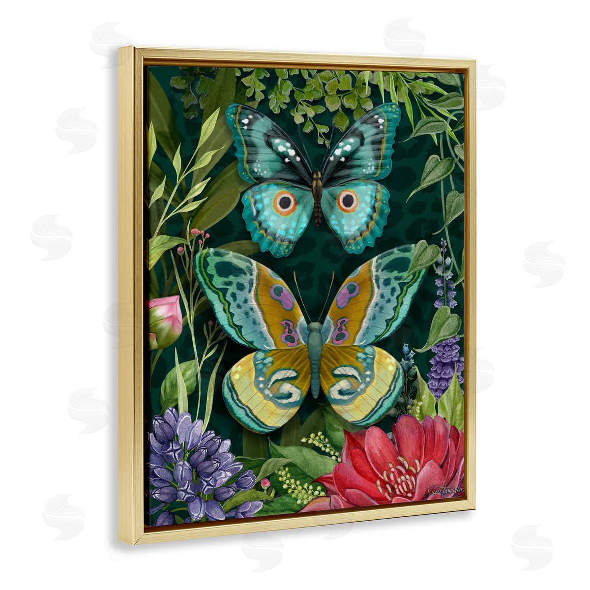 Nicole Tamarin Wild Garden Motif Butterflies Canvas Wall Art Print