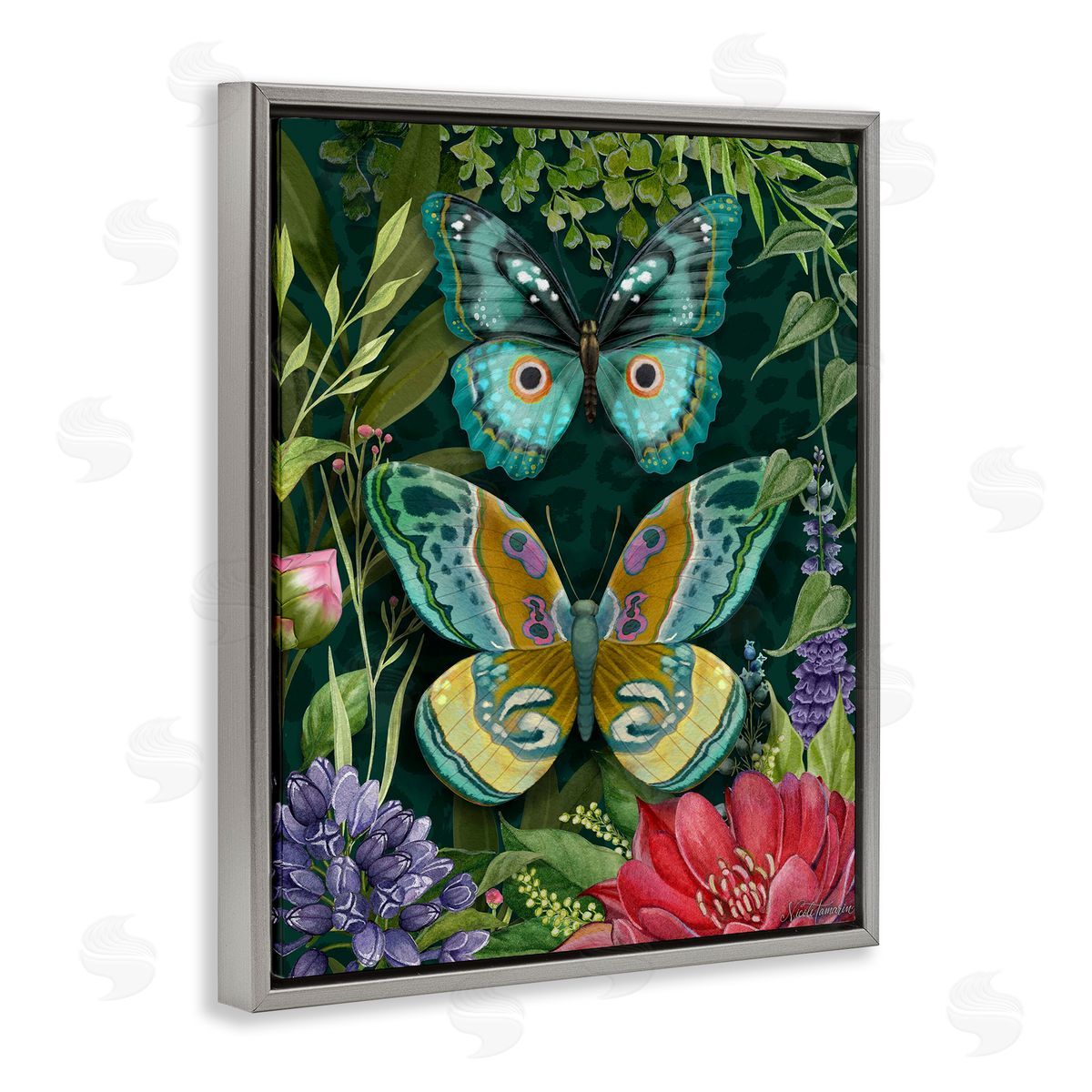 Nicole Tamarin Wild Garden Motif Butterflies Canvas Wall Art Print