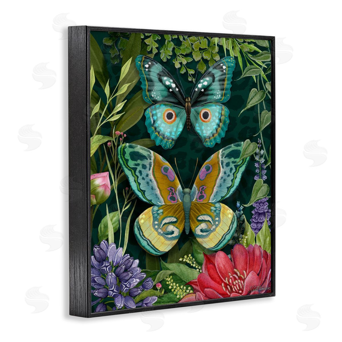 Nicole Tamarin Wild Garden Motif Butterflies Canvas Wall Art Print