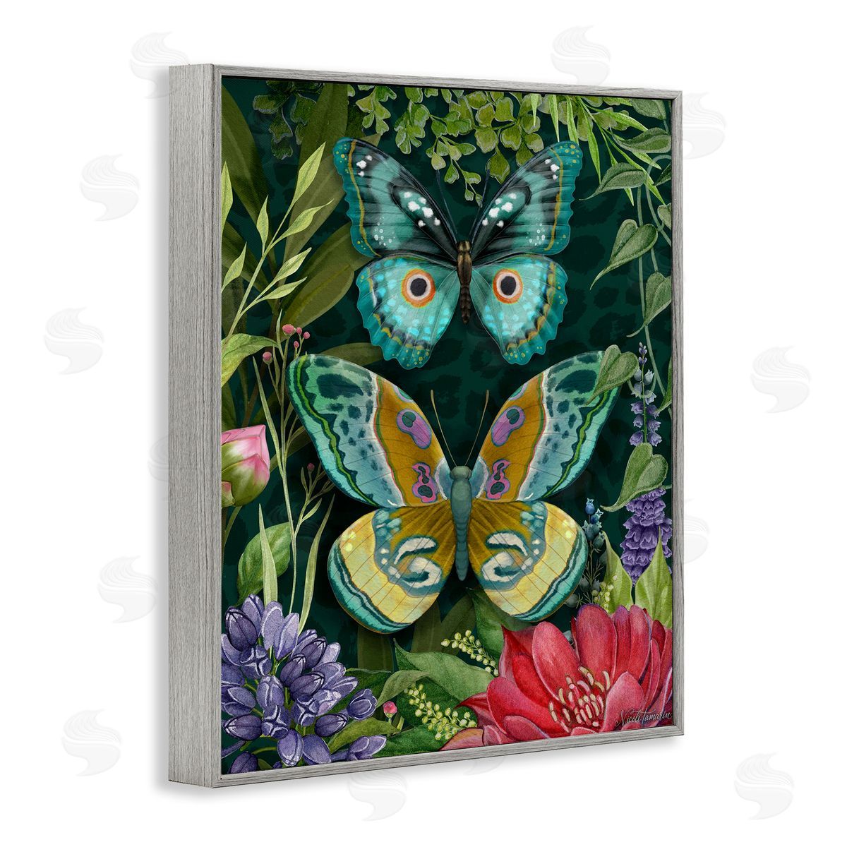 Nicole Tamarin Wild Garden Motif Butterflies Canvas Wall Art Print