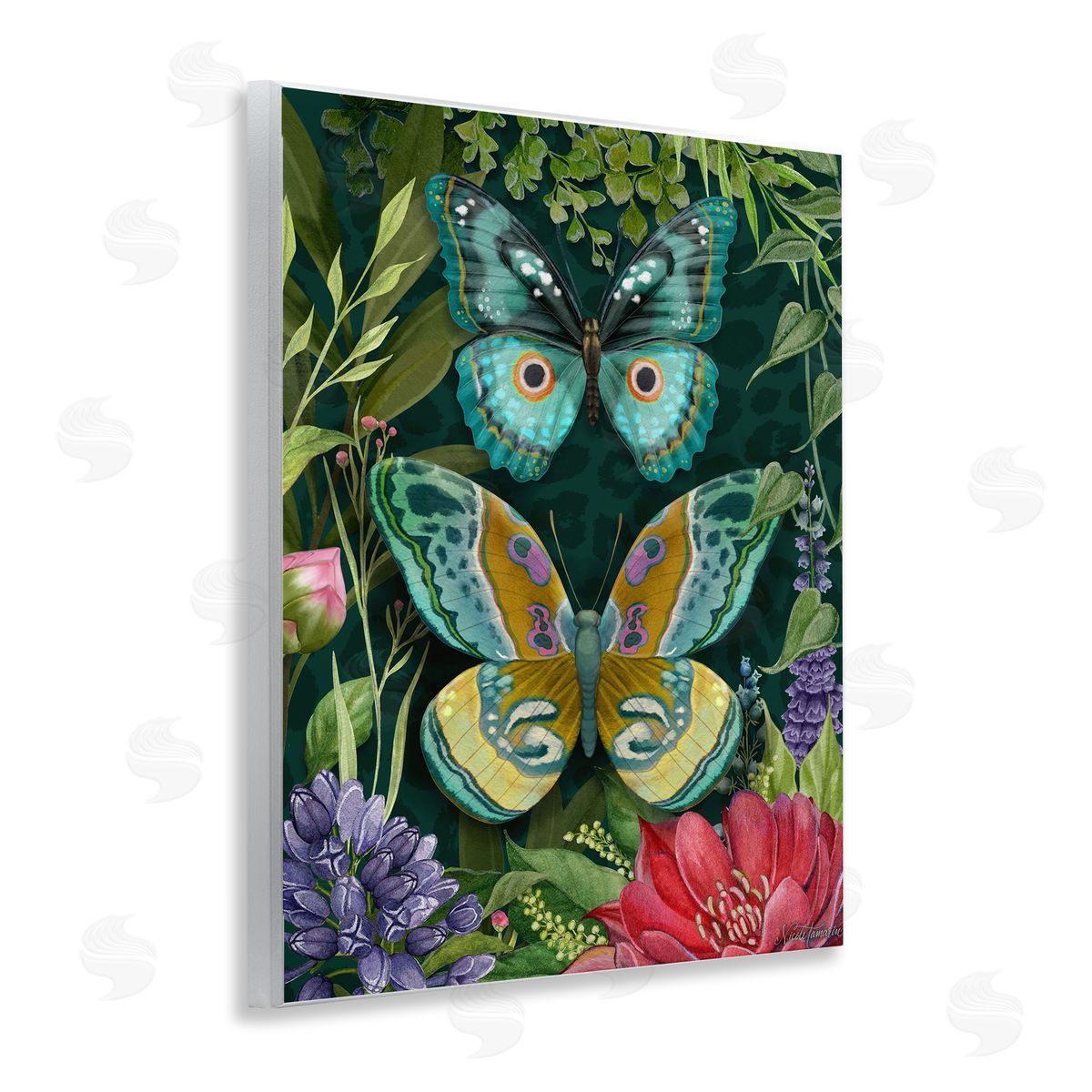 Nicole Tamarin Wild Garden Motif Butterflies Canvas Wall Art Print