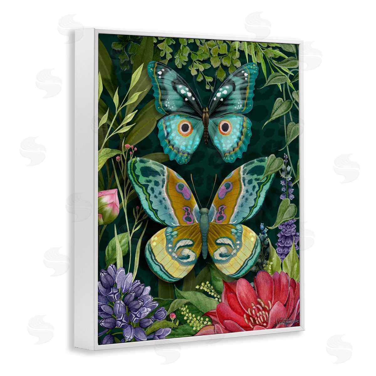 Nicole Tamarin Wild Garden Motif Butterflies Canvas Wall Art Print