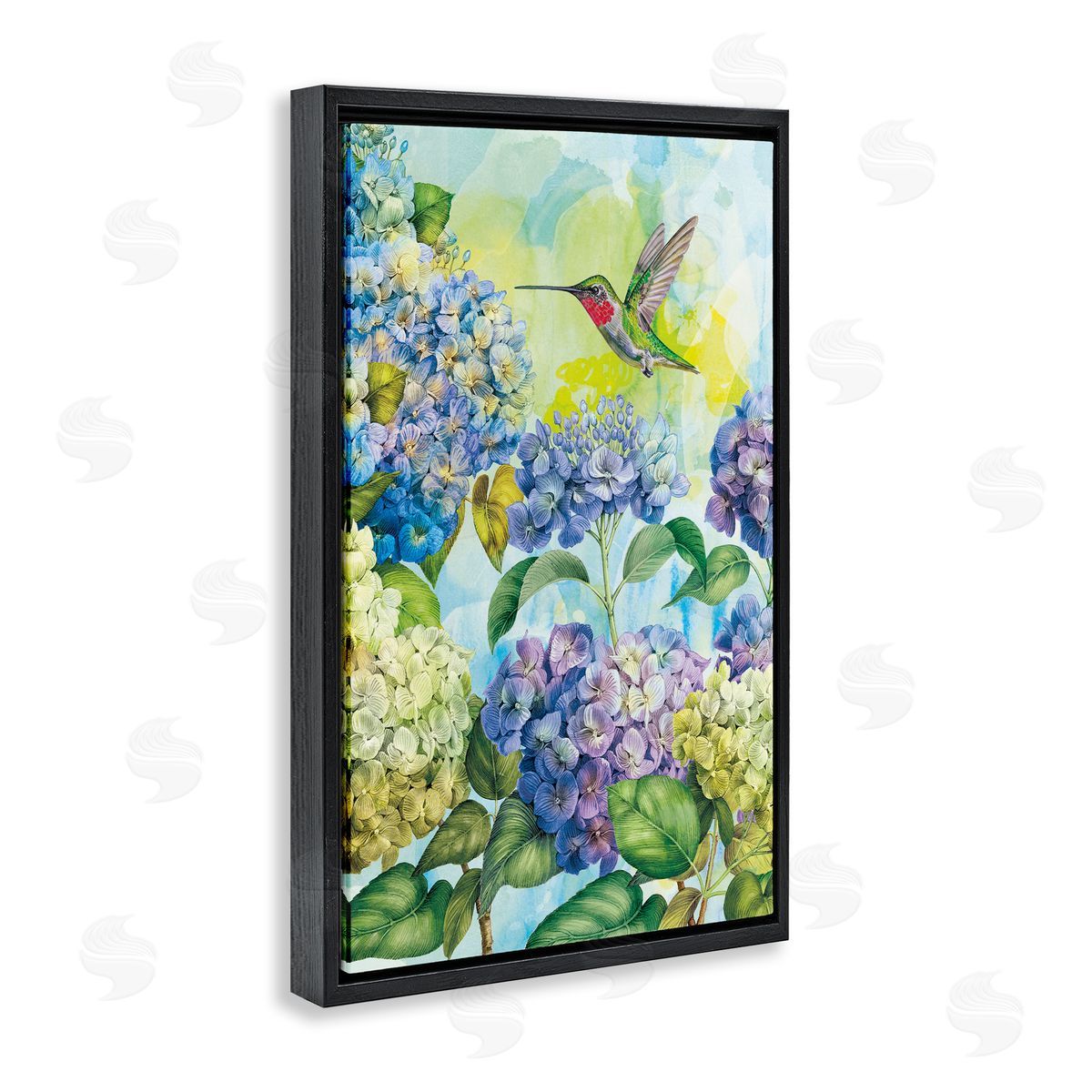 Tim Coffey Spring Hydrangeas with Hummingbird Canvas Wall Art Print