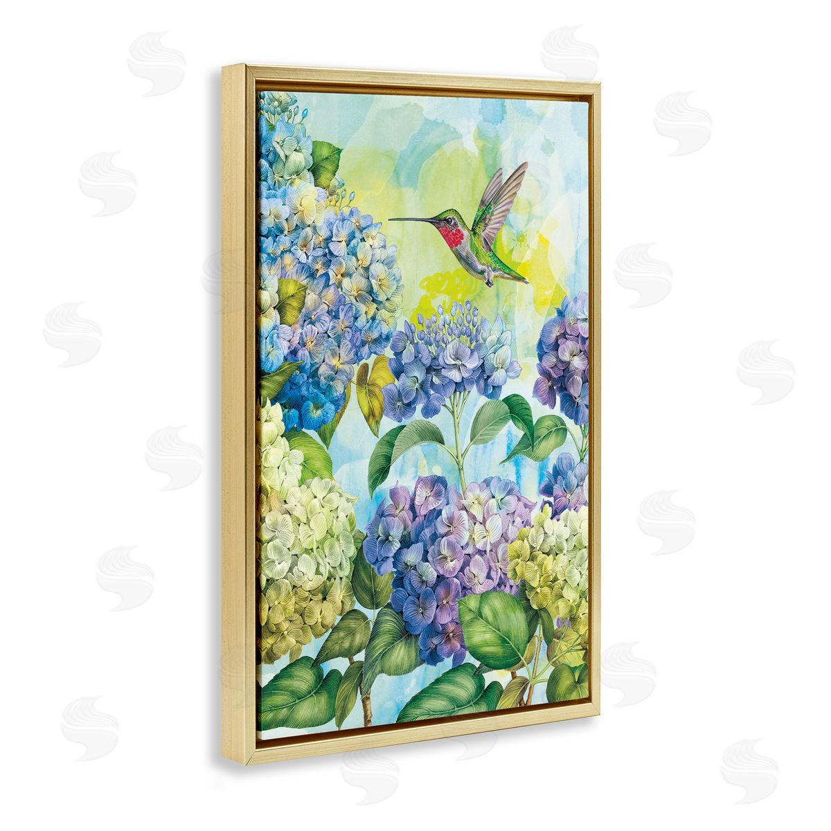 Tim Coffey Spring Hydrangeas with Hummingbird Canvas Wall Art Print
