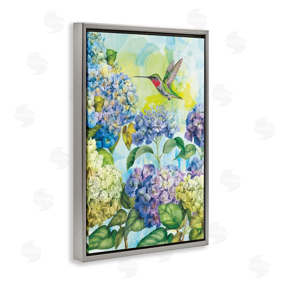 Tim Coffey Spring Hydrangeas with Hummingbird Canvas Wall Art Print