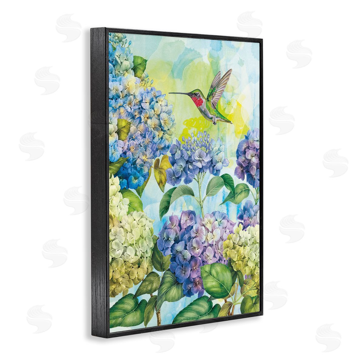 Tim Coffey Spring Hydrangeas with Hummingbird Canvas Wall Art Print