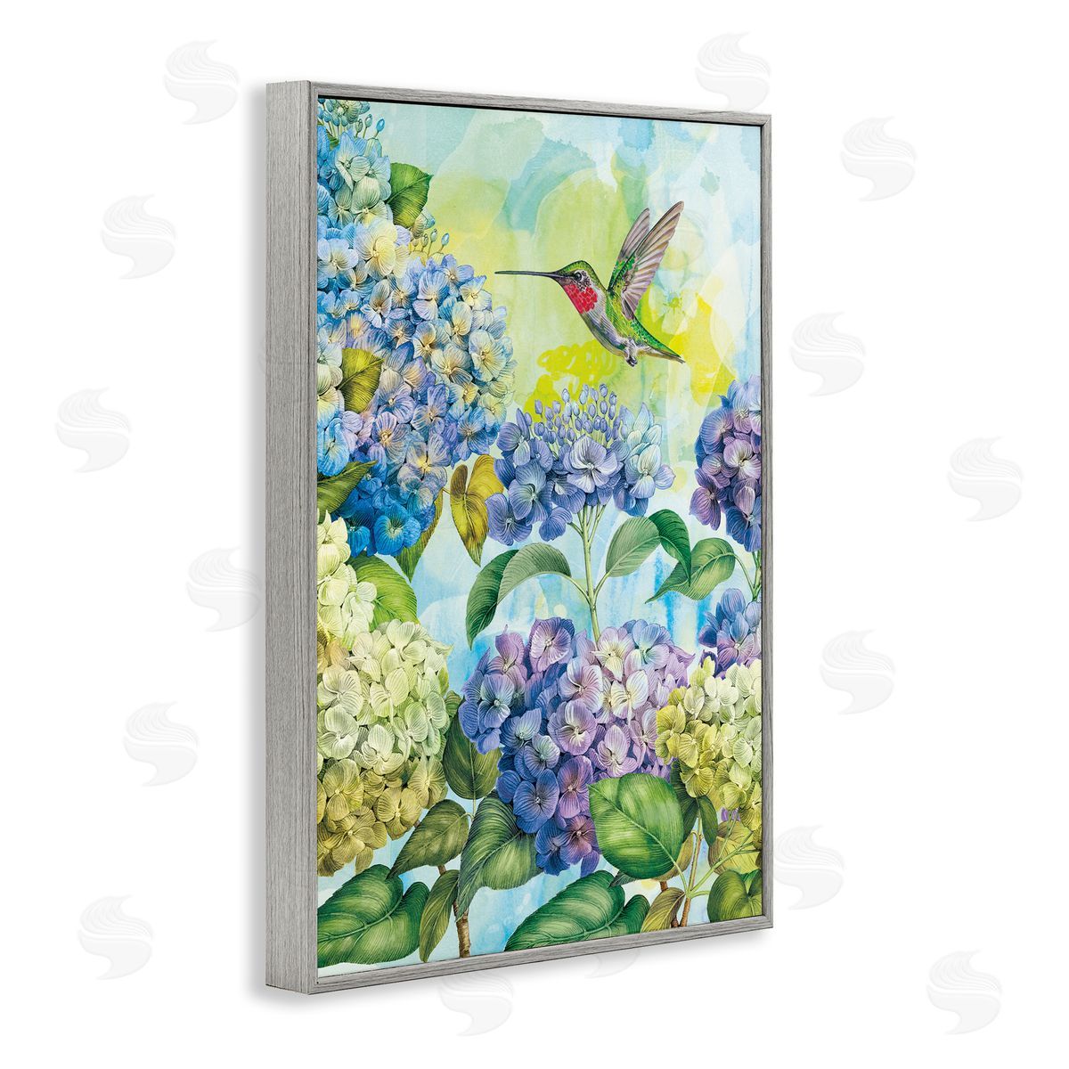 Tim Coffey Spring Hydrangeas with Hummingbird Canvas Wall Art Print