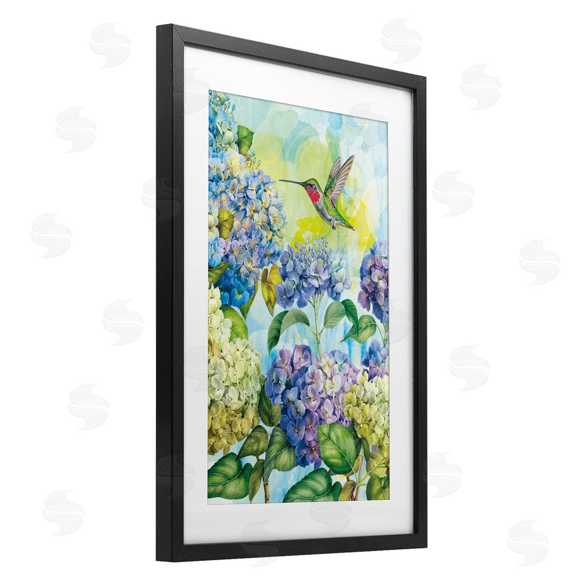 Tim Coffey Spring Hydrangeas with Hummingbird Canvas Wall Art Print